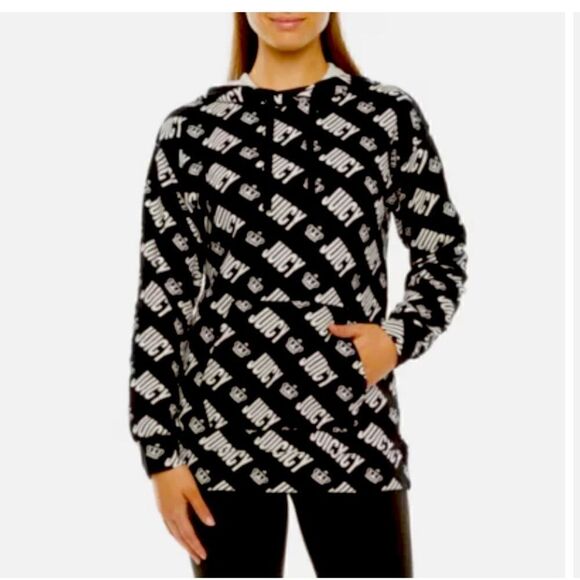 Juicy couture plus size xxl logo crown terry hooded pullover sweatshirt hoodie - Picture 1 of 9